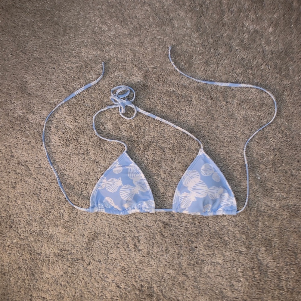 Blue and White Seashell Bikini Top